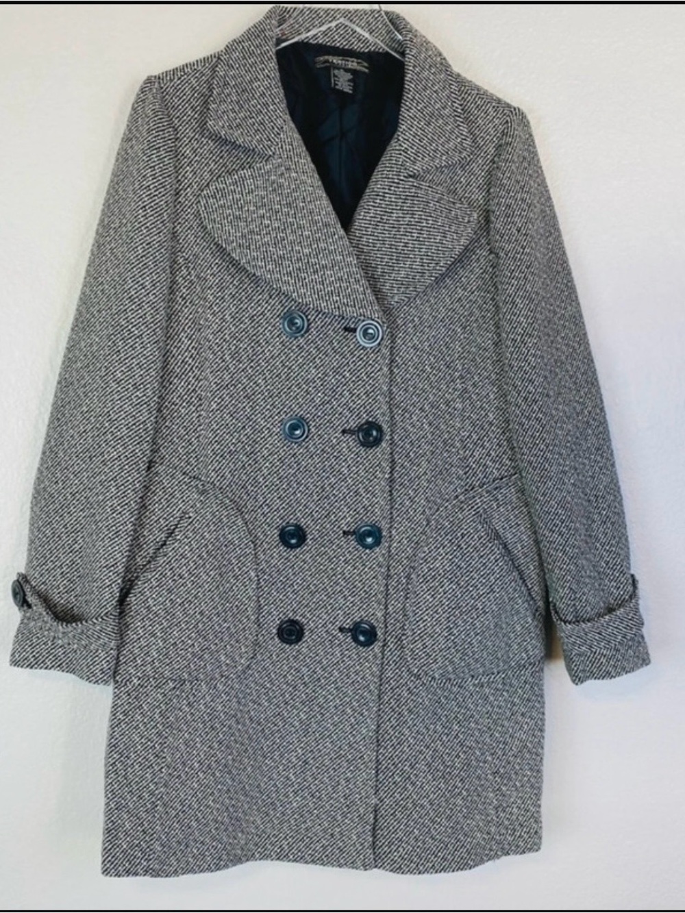 Vertigo Paris Gray Tweed Double- breasted coat SZ XL